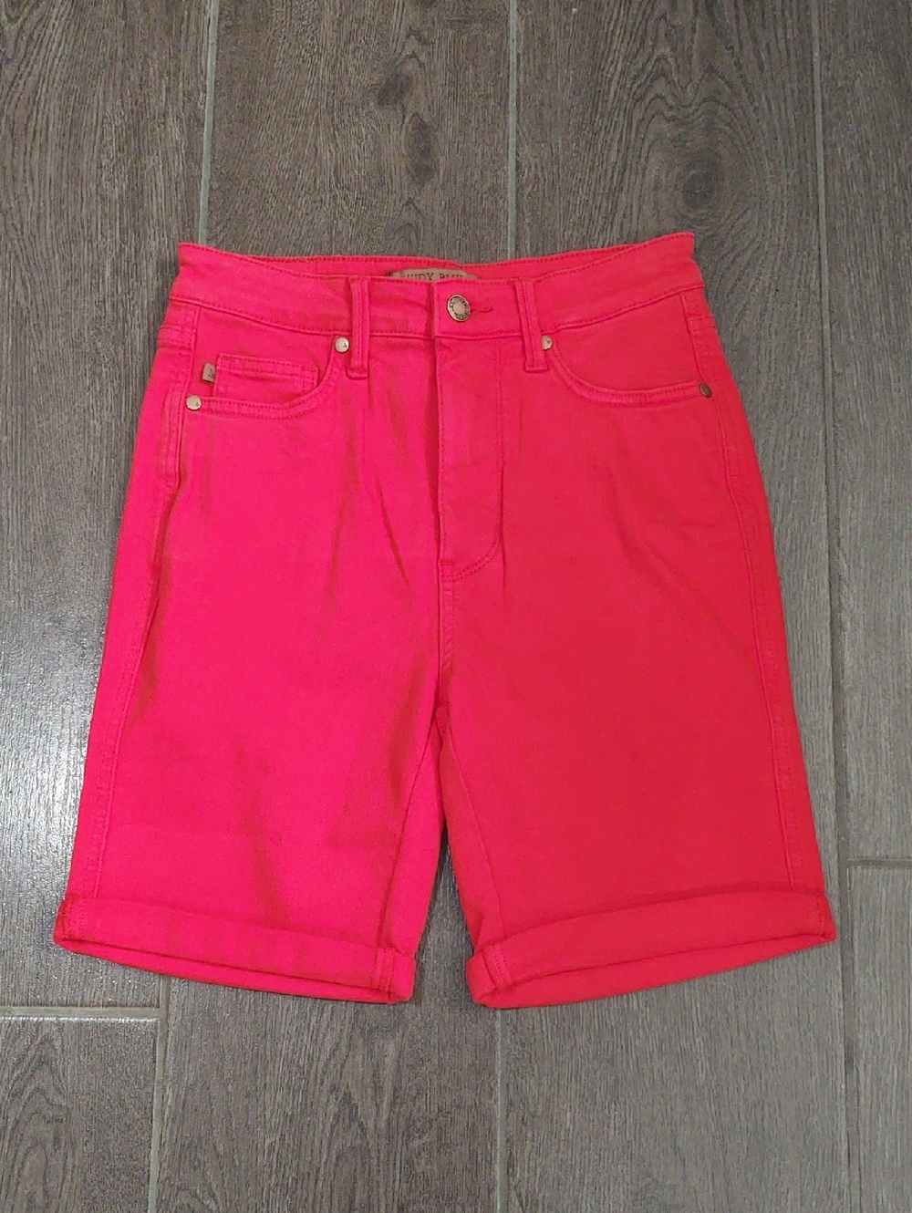 Judy Blue Red High-Rise Bermuda Denim Shorts size M